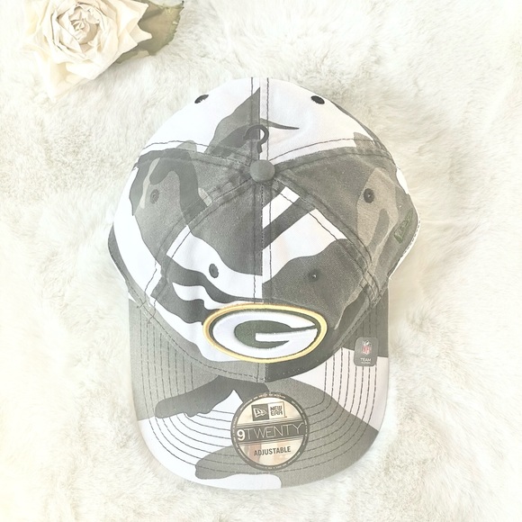 New with tags GREEN BAY PACKERS HAT Adjustable grey white & black CAMO w/green - Picture 2 of 6